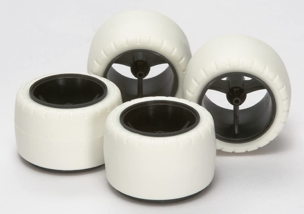 TAMIYA 15415 Mini 4Wd Small Dia. Carbon Wheels & White Arched Tires- Japan Figure Store - #1 Bring To You The Best Japanese Goods