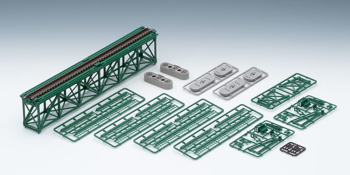 Tomytec Tomix N Gauge Single Track Truss Bridge S280 Dark Green with 2 Piers Railway Model 3267- Japan Figure Store - #1 Bring To You The Best Japanese Goods