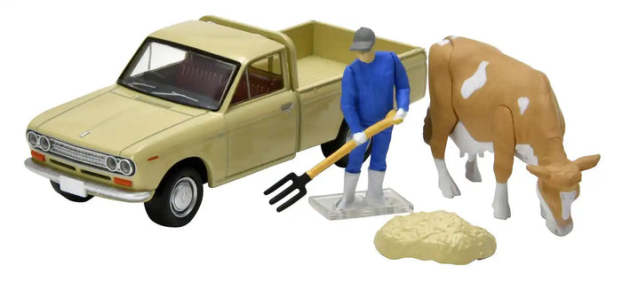 Tomytec Tomica Limited Vintage Datsun 1300 Truck Light Brown 1/64 Scale with Figure- Japan Figure Store - #1 Bring To You The Best Japanese Goods