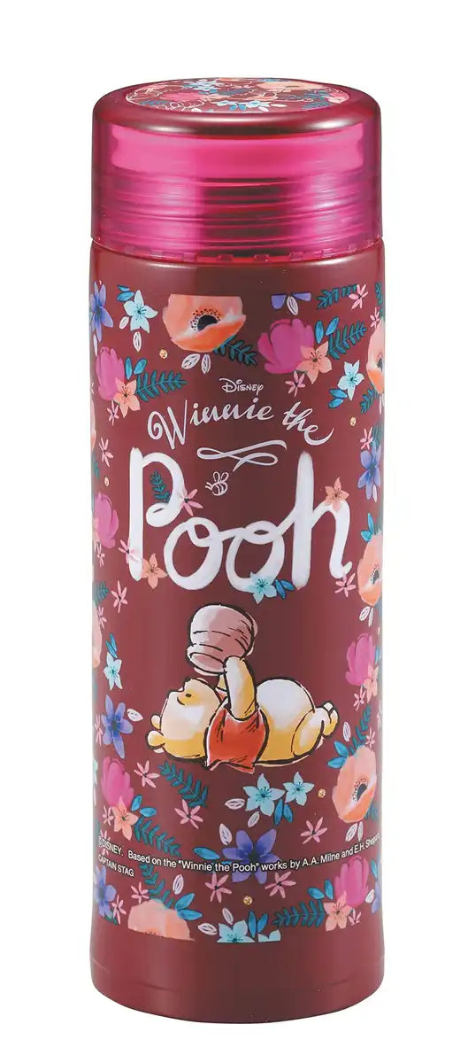 PEARL METAL Disney Lightweight Slim Personal Bottle 300Ml Winnie The Pooh Burgundy- Japan Figure Store - #1 Bring To You The Best Japanese Goods