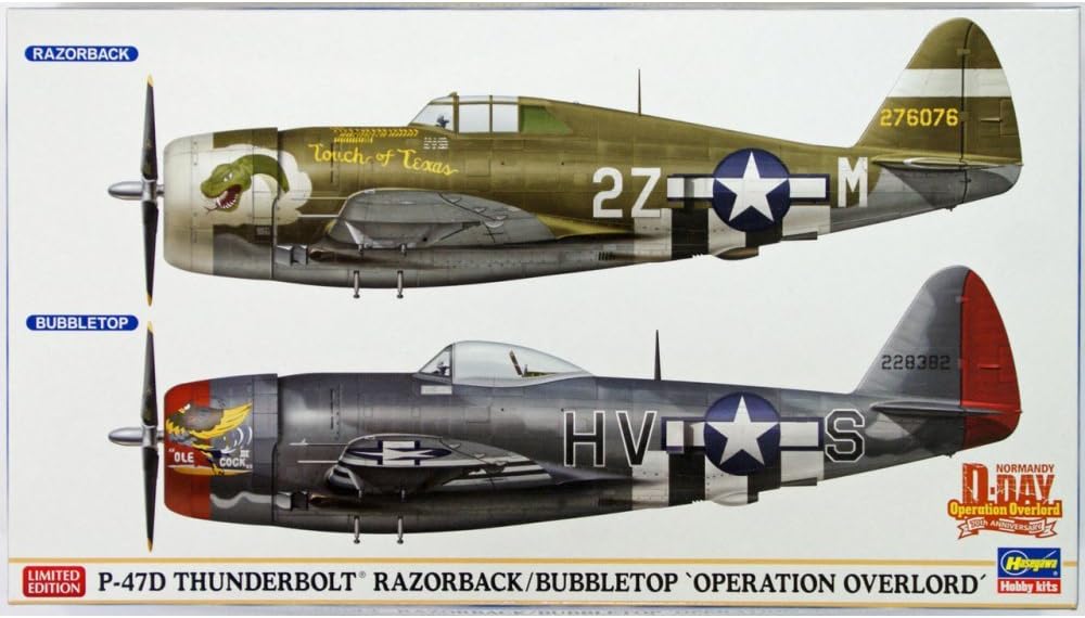 HASEGAWA 02099 P-47D Thunderbolt Razorback / Bubbletop Operation Overlord 2 Planes Set 1/72 Scale Kit- Japan Figure Store - #1 Bring To You The Best Japanese Goods