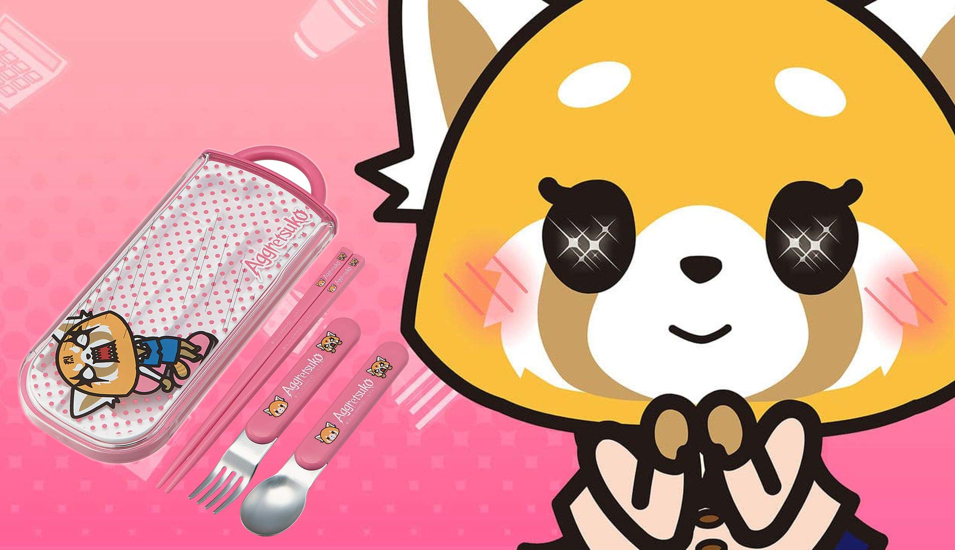 Skater Sanrio Aggressive Retsuko Trio Set Chopsticks with Slide-Out Personal Space- Japan Figure Store - #1 Bring To You The Best Japanese Goods