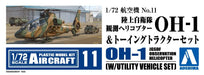 Aoshima 1/72 Oh-1 Helicopter & Towing Tractor Set Plastic Model- Japan Figure Store - #1 Bring To You The Best Japanese Goods