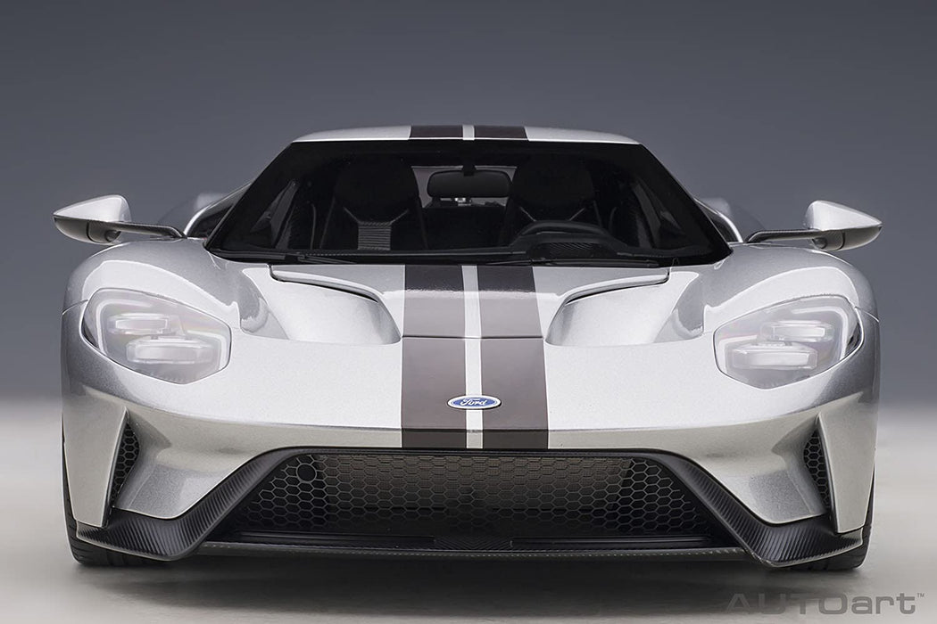 Autoart 1/12 Ford GT 2017 Metallic Silver Black Stripes Model 12108- Japan Figure Store - #1 Bring To You The Best Japanese Goods