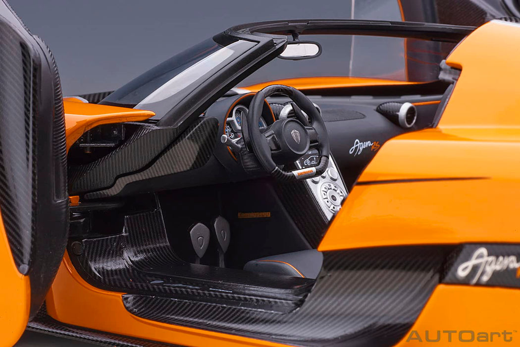 Autoart 1:18 Koenigsegg Agera Rs Model Orange Carbon Black Finish 79023