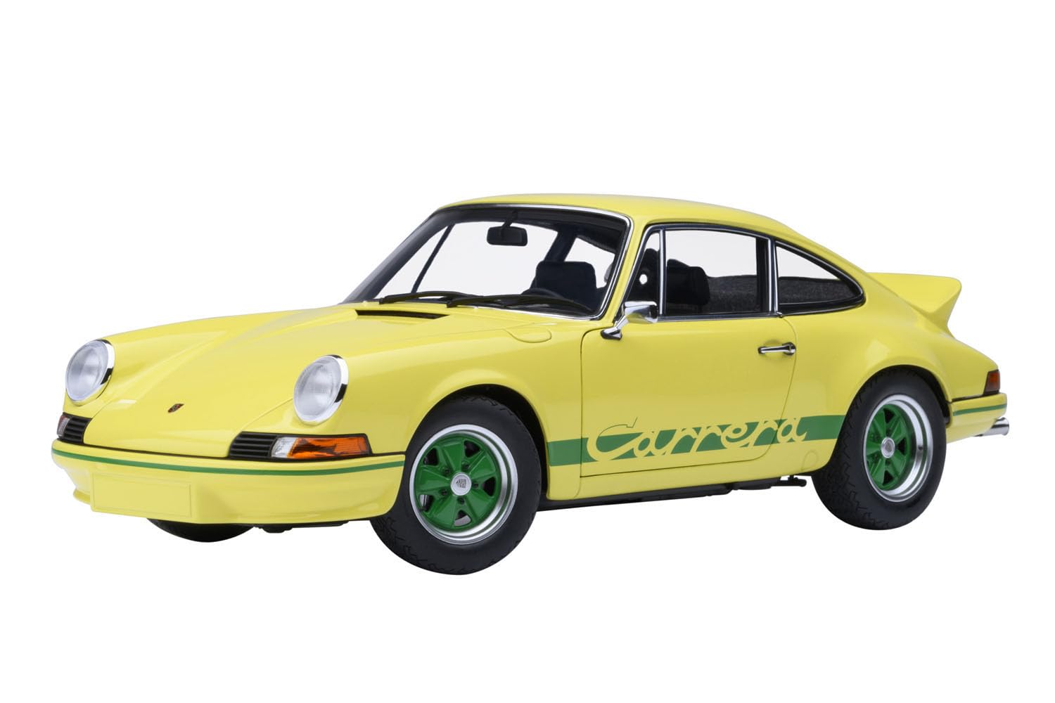 Autoart Porsche 911 Carrera 2.7 RS 1/18 Scale Light Yellow Green Stripes Model