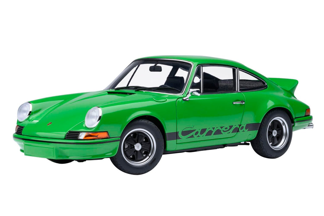 Modèle réduit 1/18 de la Porsche 911 Carrera 2.7 RS, couleur vert Viper avec bandes noires, de la marque Autoart.
