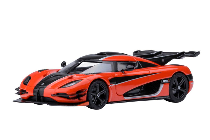 Autoart 1/64 Koenigsegg One1 Orange Carbon Black Silver Model 20044