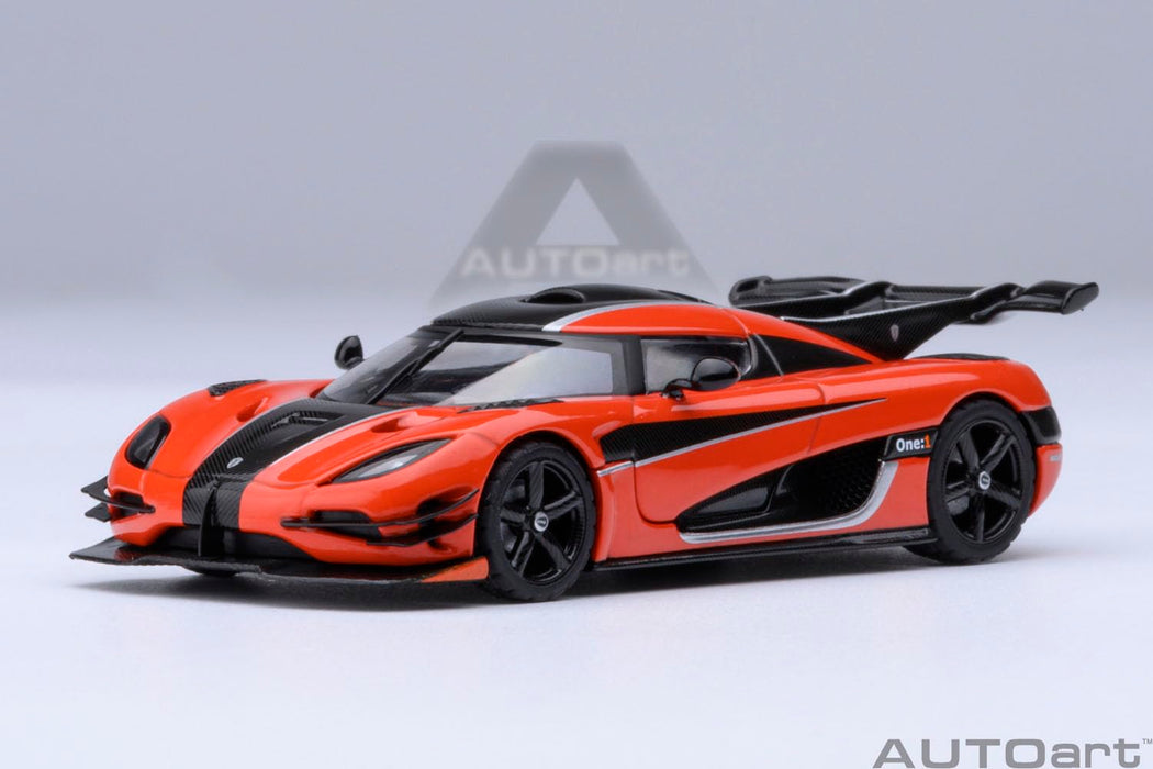 Autoart 1/64 Koenigsegg One1 Orange Carbon Black Silver Model 20044