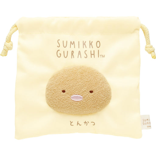 San-X Sumikko Gurashi Fluffy Drawstring Bag Pork Cutlet - Sumikko Love Series- Japan Figure Store - #1 Bring To You The Best Japanese Goods