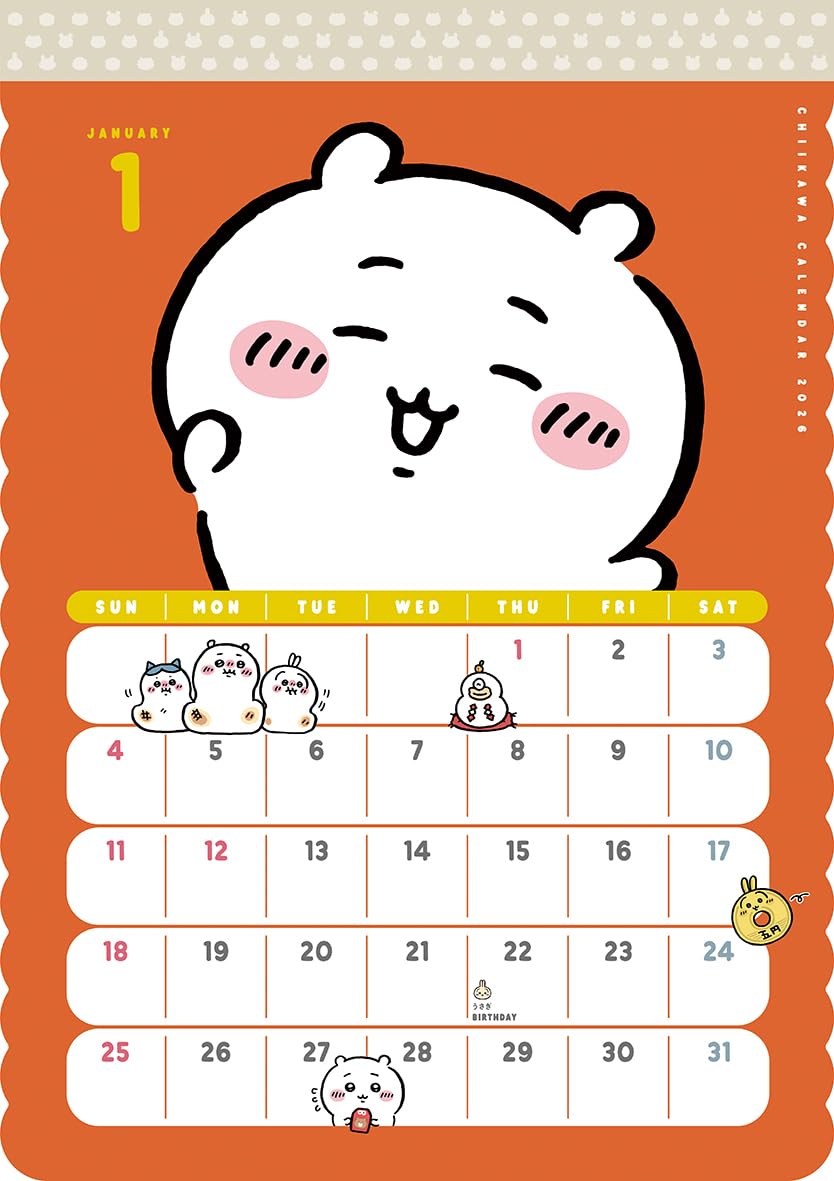 Parco Chiikawa 2026 Wall Calendar Monthly Planner With Cute Illustrations