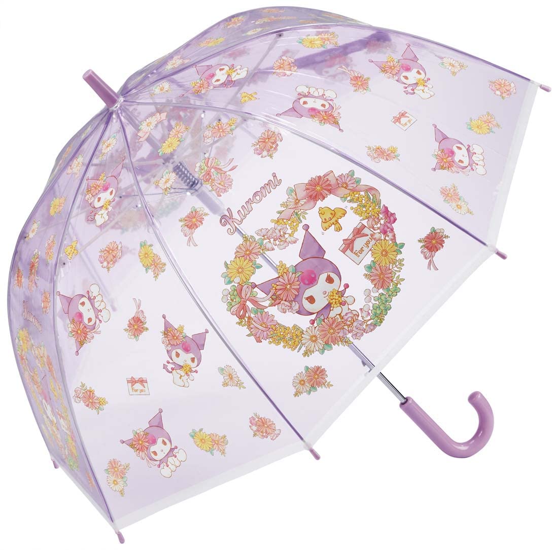 Skater Kuromi Water Paint 55cm Vinyl Umbrella for 9-10 Year Old Girls 8-Rib Jump Type- Japan Figure Store - #1 Bring To You The Best Japanese Goods