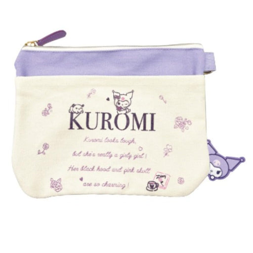 San-X Canvas Flat Pouch Sanrio Characters Kuromi - Durable and Stylish- Japan Figure Store - #1 Bring To You The Best Japanese Goods