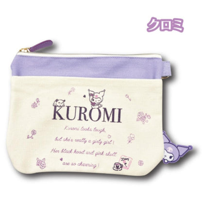 San-X Canvas Flat Pouch Sanrio Characters Kuromi - Durable and Stylish- Japan Figure Store - #1 Bring To You The Best Japanese Goods