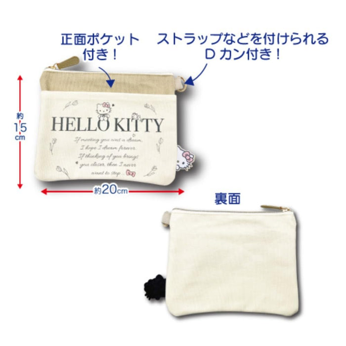 San-X Canvas Flat Pouch Sanrio Characters Kuromi - Durable and Stylish- Japan Figure Store - #1 Bring To You The Best Japanese Goods