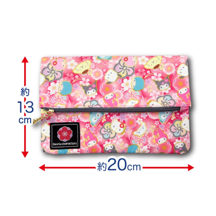 San-X Hatayama Shoji Free Pouch Japanese Pattern Sanrio Characters Black H13 x W20cm- Japan Figure Store - #1 Bring To You The Best Japanese Goods