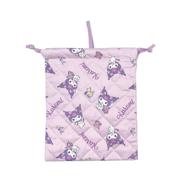 San-X Kuromi Quilted Drawstring Bag H25 x W20cm - Durable and Stylish- Japan Figure Store - #1 Bring To You The Best Japanese Goods