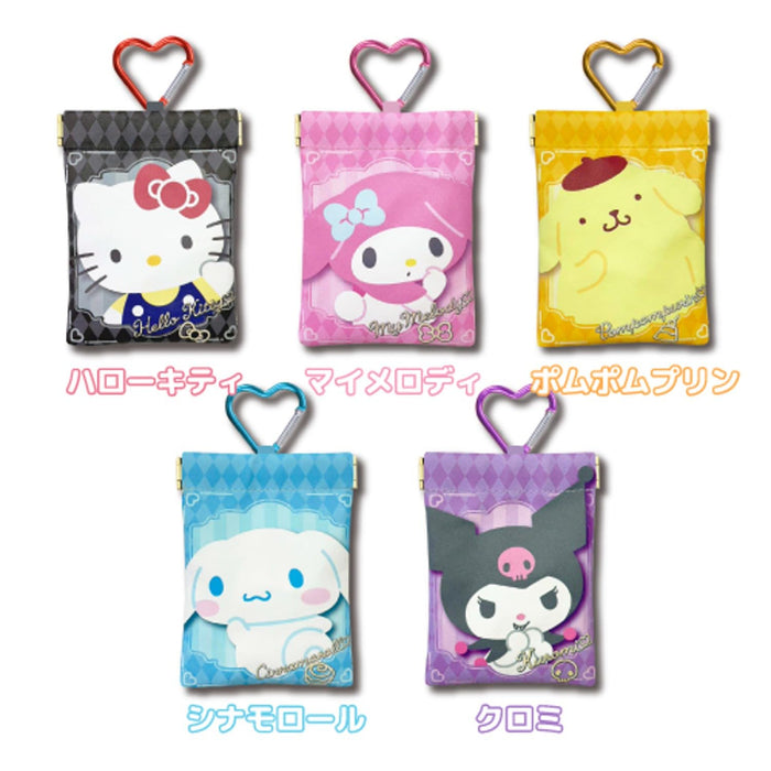 San-X Pompompurin Spring Mouth Case Accessory Pouch with Carabiner W9xH12Cm- Japan Figure Store - #1 Bring To You The Best Japanese Goods