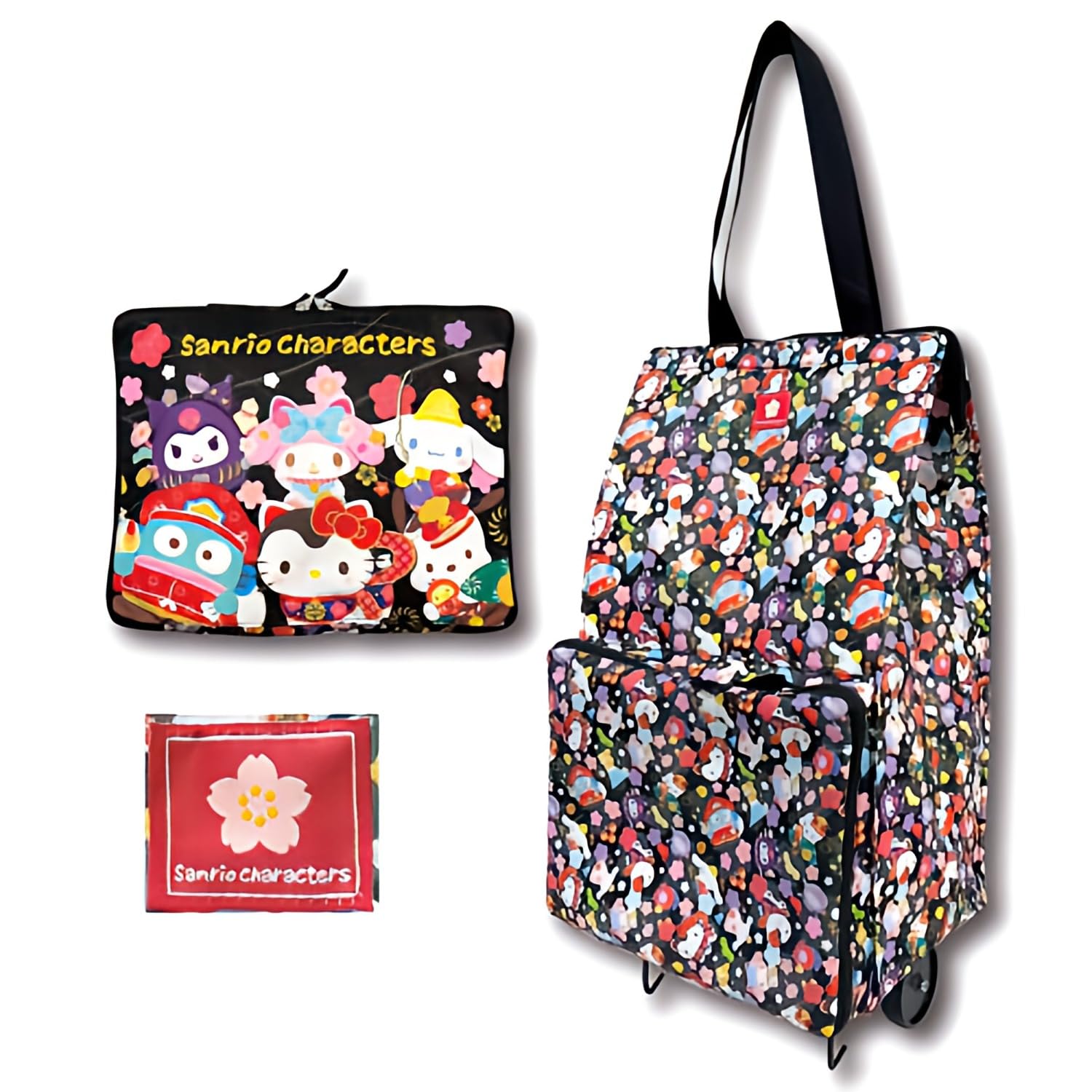 San-X Foldable Shopping Bag Black 52x31x20cm Japanese Pattern Sanrio Characters- Japan Figure Store - #1 Bring To You The Best Japanese Goods