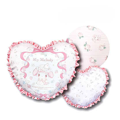 San-X My Melody Heart Cushion with Frill H34 x W37 x D10cm- Japan Figure Store - #1 Bring To You The Best Japanese Goods