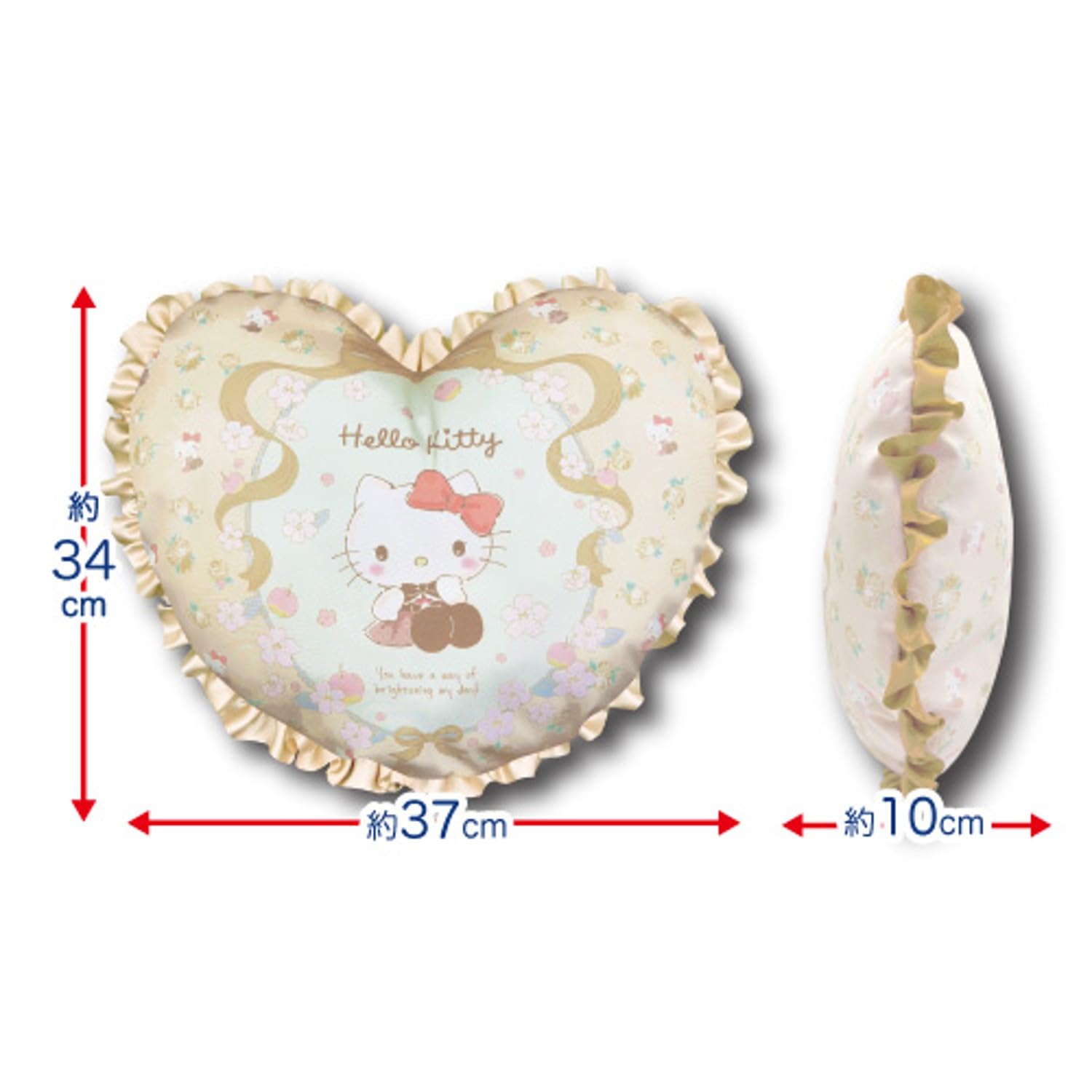 San-X My Melody Heart Cushion with Frill H34 x W37 x D10cm- Japan Figure Store - #1 Bring To You The Best Japanese Goods