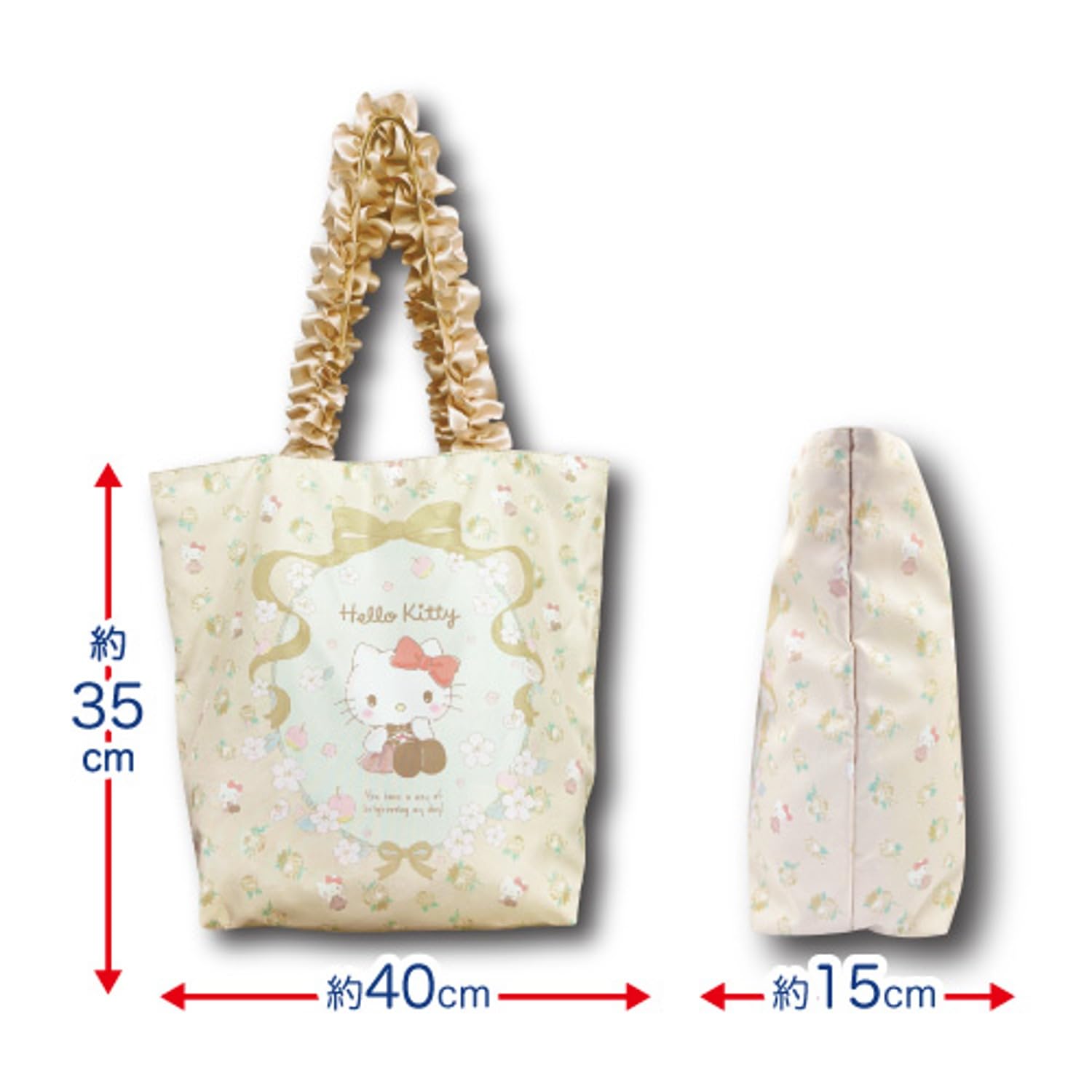 San-X Hello Kitty Tote Bag with Frill - H35 x W40 x D15Cm- Japan Figure Store - #1 Bring To You The Best Japanese Goods