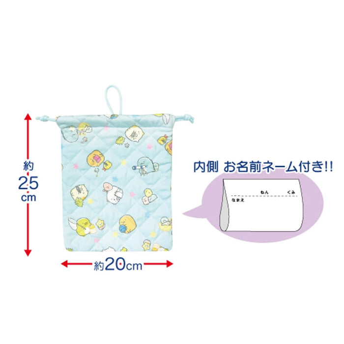 San-X Sumikko Gurashi Quilted Drawstring Pouch 25x20cm- Japan Figure Store - #1 Bring To You The Best Japanese Goods