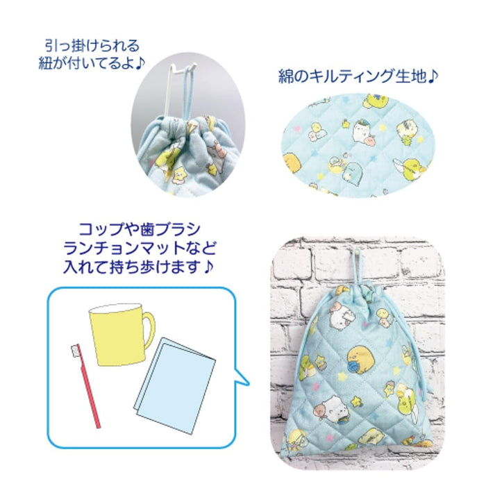 San-X Sumikko Gurashi Quilted Drawstring Pouch 25x20cm- Japan Figure Store - #1 Bring To You The Best Japanese Goods