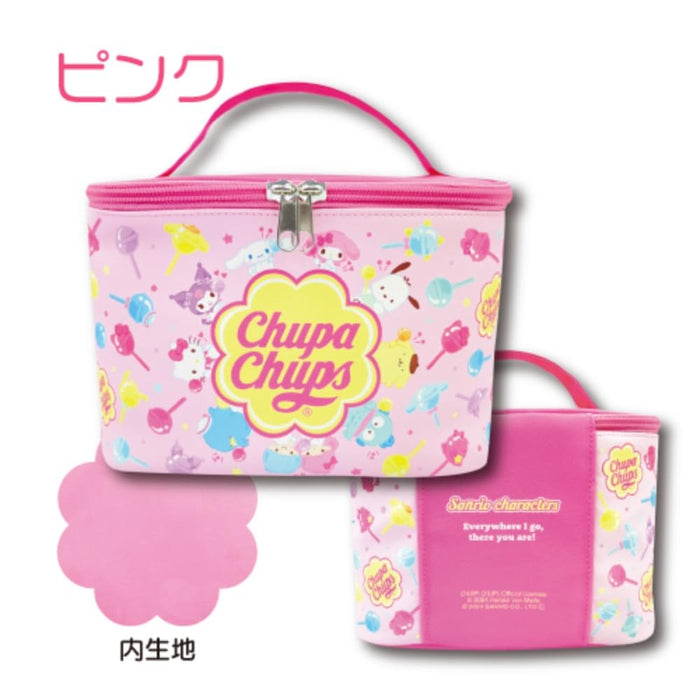 San-X Chupa Chups X Sanrio Pink Vanity Pouch with Mirror H15 x W22 x D15Cm- Japan Figure Store - #1 Bring To You The Best Japanese Goods