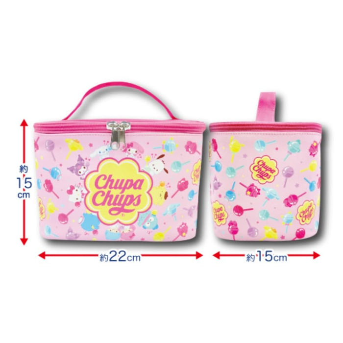San-X Chupa Chups X Sanrio Pink Vanity Pouch with Mirror H15 x W22 x D15Cm- Japan Figure Store - #1 Bring To You The Best Japanese Goods