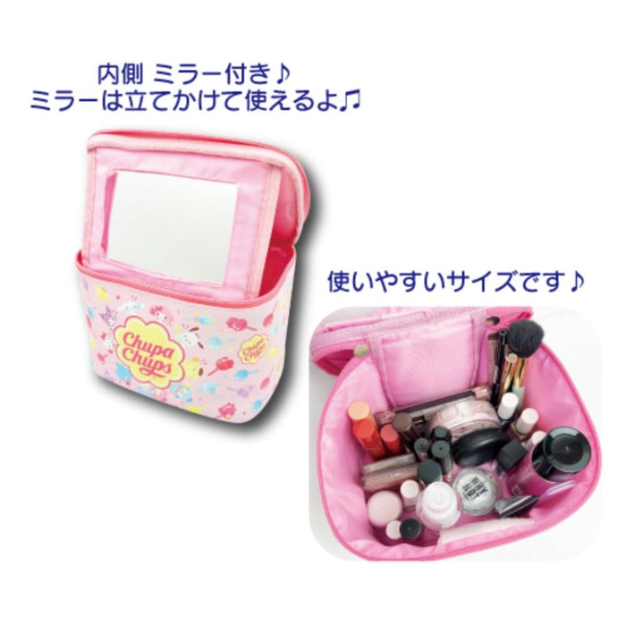 San-X Chupa Chups X Sanrio Pink Vanity Pouch with Mirror H15 x W22 x D15Cm- Japan Figure Store - #1 Bring To You The Best Japanese Goods