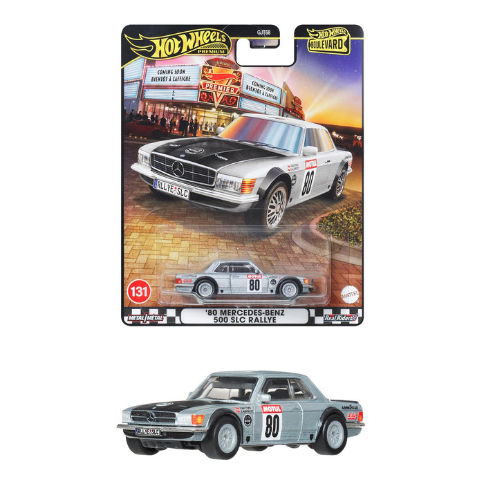 Mattel Hot Wheels Boulevard Mercedes-Benz 500 SLC Rally des années 80, jouet argenté
