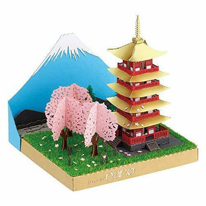 Kawada Pn-144 Papernano Five-storied Pagoda & Mt.fuji Cherry Blossoms- Japan Figure Store - #1 Bring To You The Best Japanese Goods