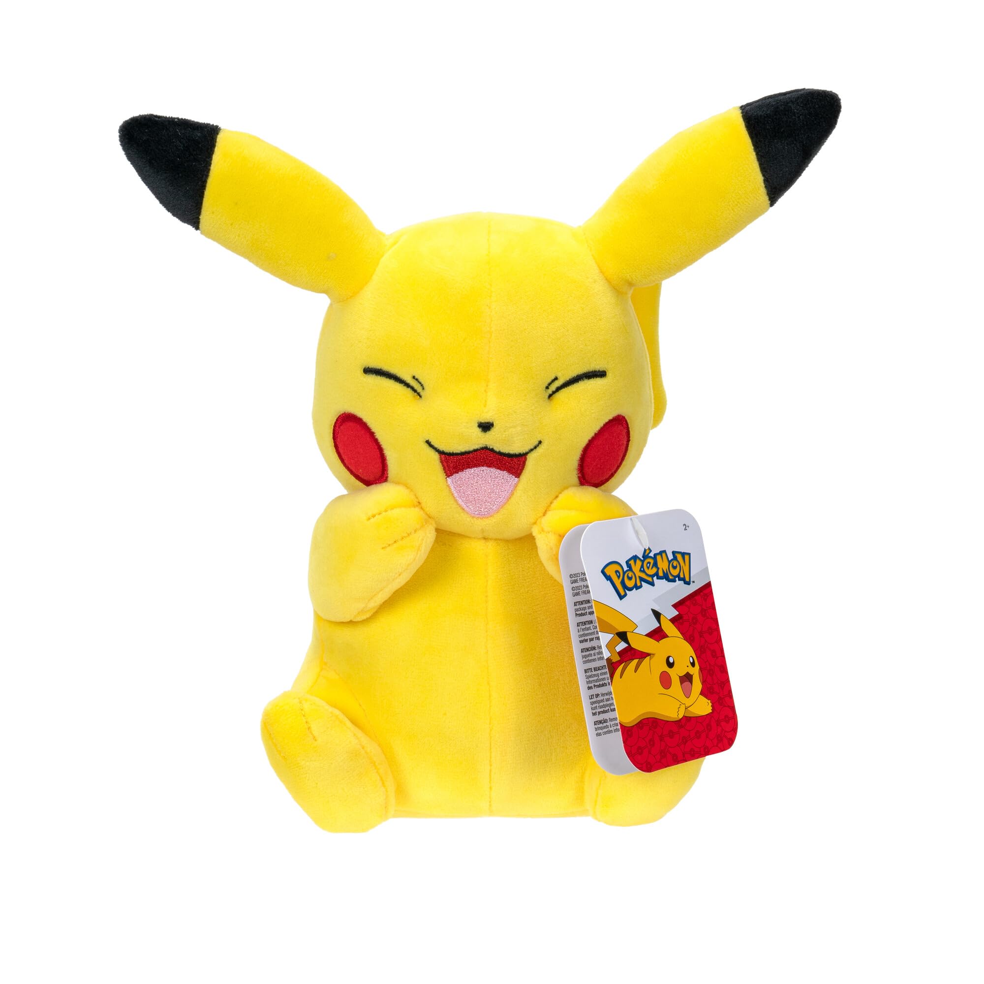 Jazzwares Pokemon 8-Inch Laughing Pikachu Plush Toy for Kids and Collectors