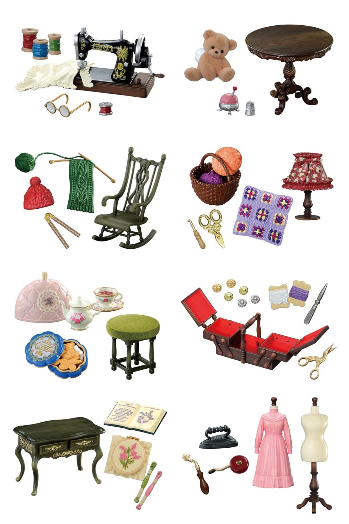 Re-Ment Petit Sample Series Atelier de loisirs créatifs de grand-mère - Mini-ensemble en PVC et ABS - H115xL70xP60mm