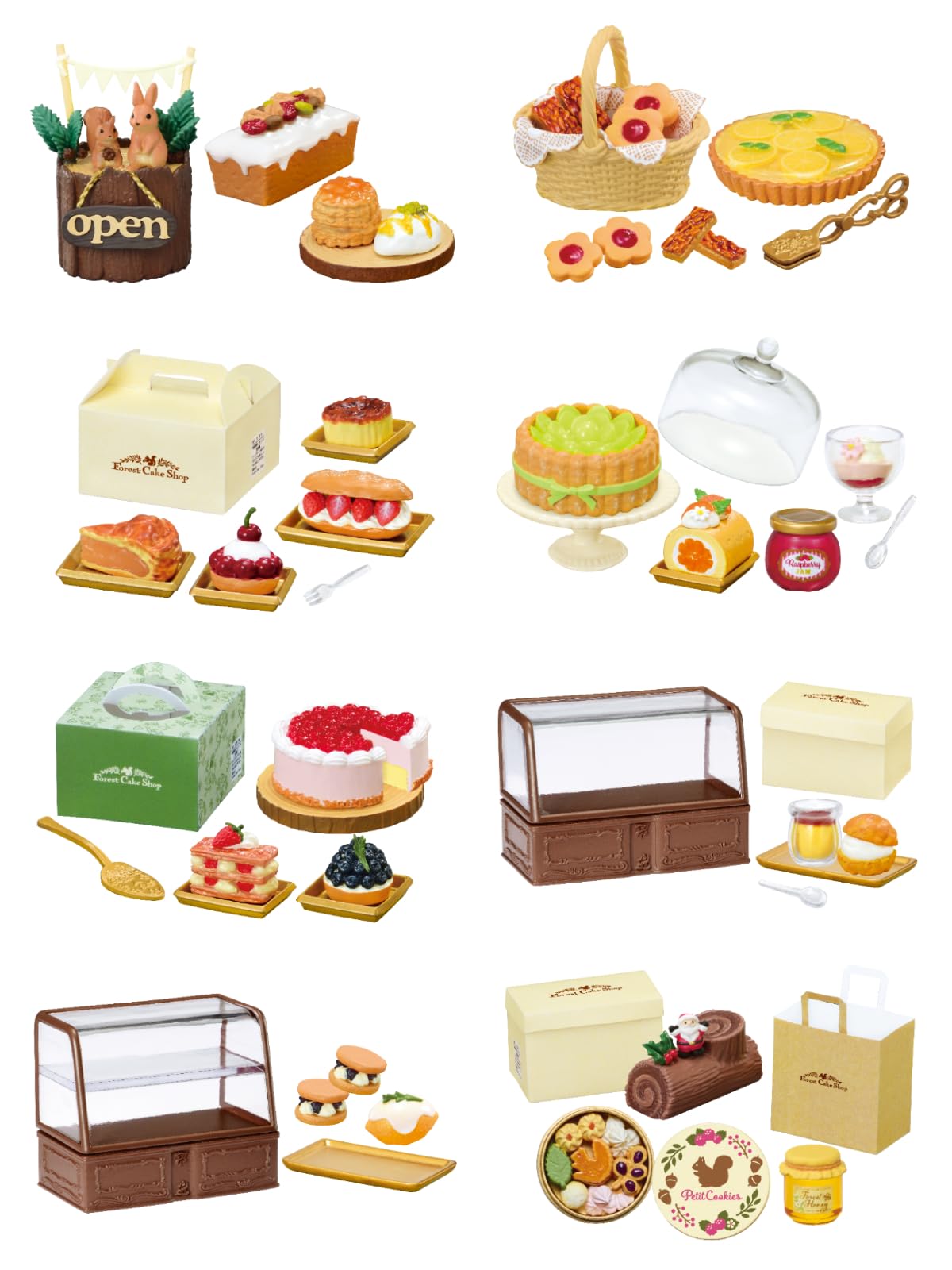 Boîte de magasin de gâteaux miniatures Re-Ment Petit Sample Cake Shop Komorebi No Mori 120x145x205mm PVC ABS