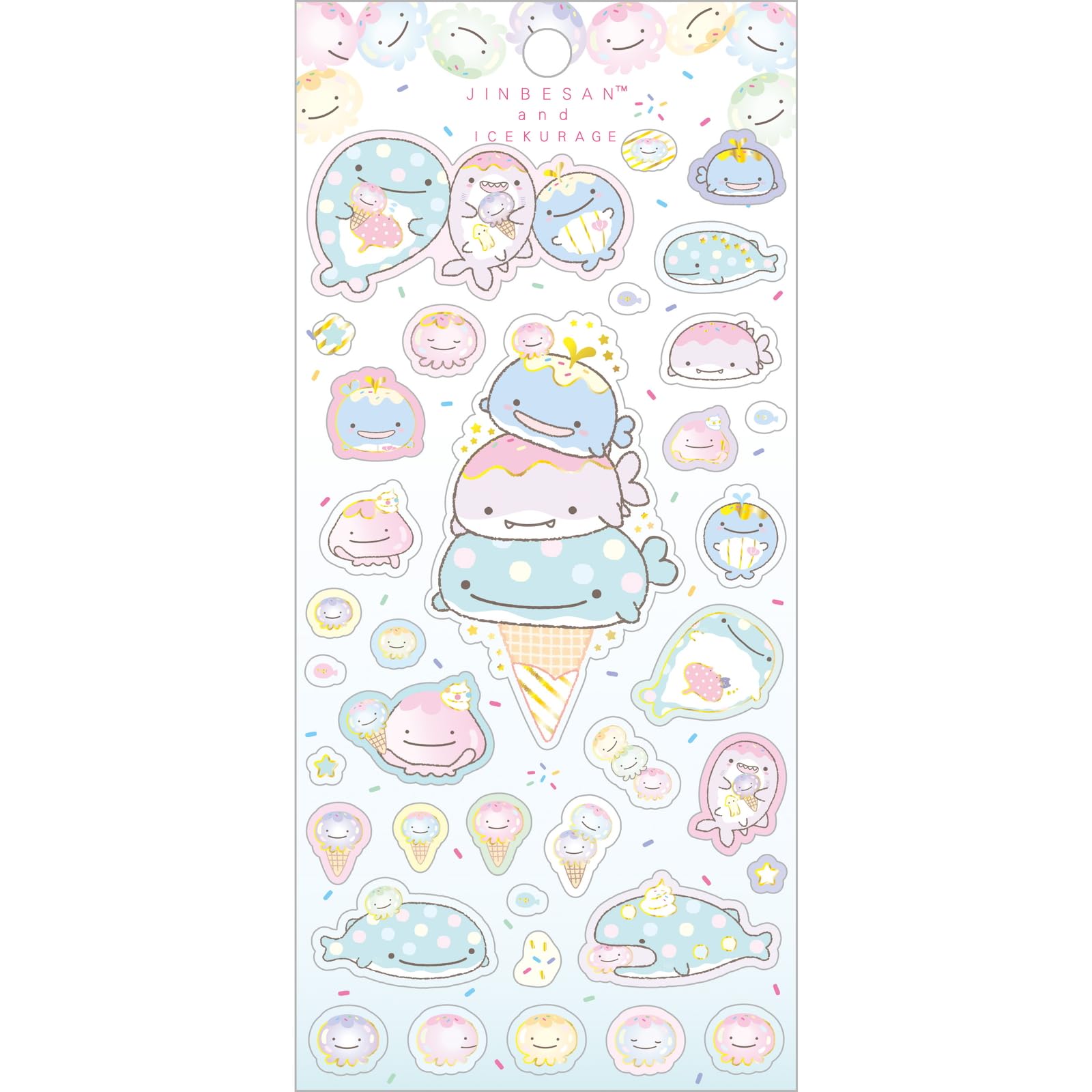 San-X Jinbei-San & Ice Jellyfish Stickers SE61101 20x9.5cm- Japan Figure Store - #1 Bring To You The Best Japanese Goods