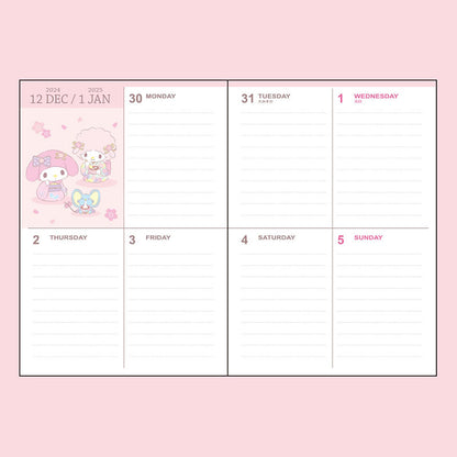 Sanrio My Melody 2025 Planner B6 Diary with Schedule Stickers and Bookmark- Japan Figure Store - #1 Bring To You The Best Japanese Goods