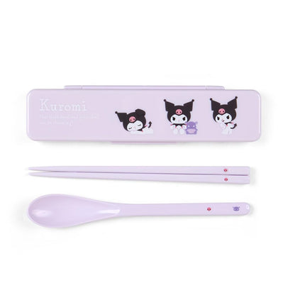 Sanrio Kuromi Chopsticks and Spoon Set - 18.8cm Lunch Goods for Kids- Japan Figure Store - #1 Bring To You The Best Japanese Goods