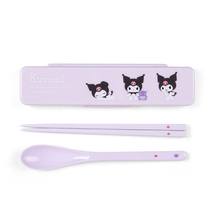 Sanrio Kuromi Chopsticks and Spoon Set - 18.8cm Lunch Goods for Kids- Japan Figure Store - #1 Bring To You The Best Japanese Goods