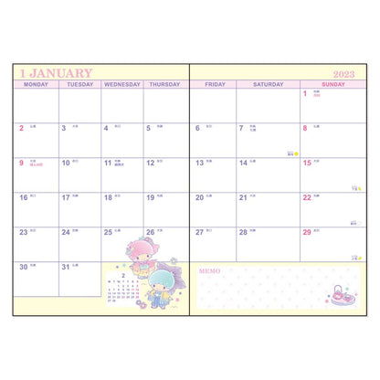 Sanrio 2023 Diary B6 Little Twin Stars Monthly Weekly Planner with Stickers- Japan Figure Store - #1 Bring To You The Best Japanese Goods