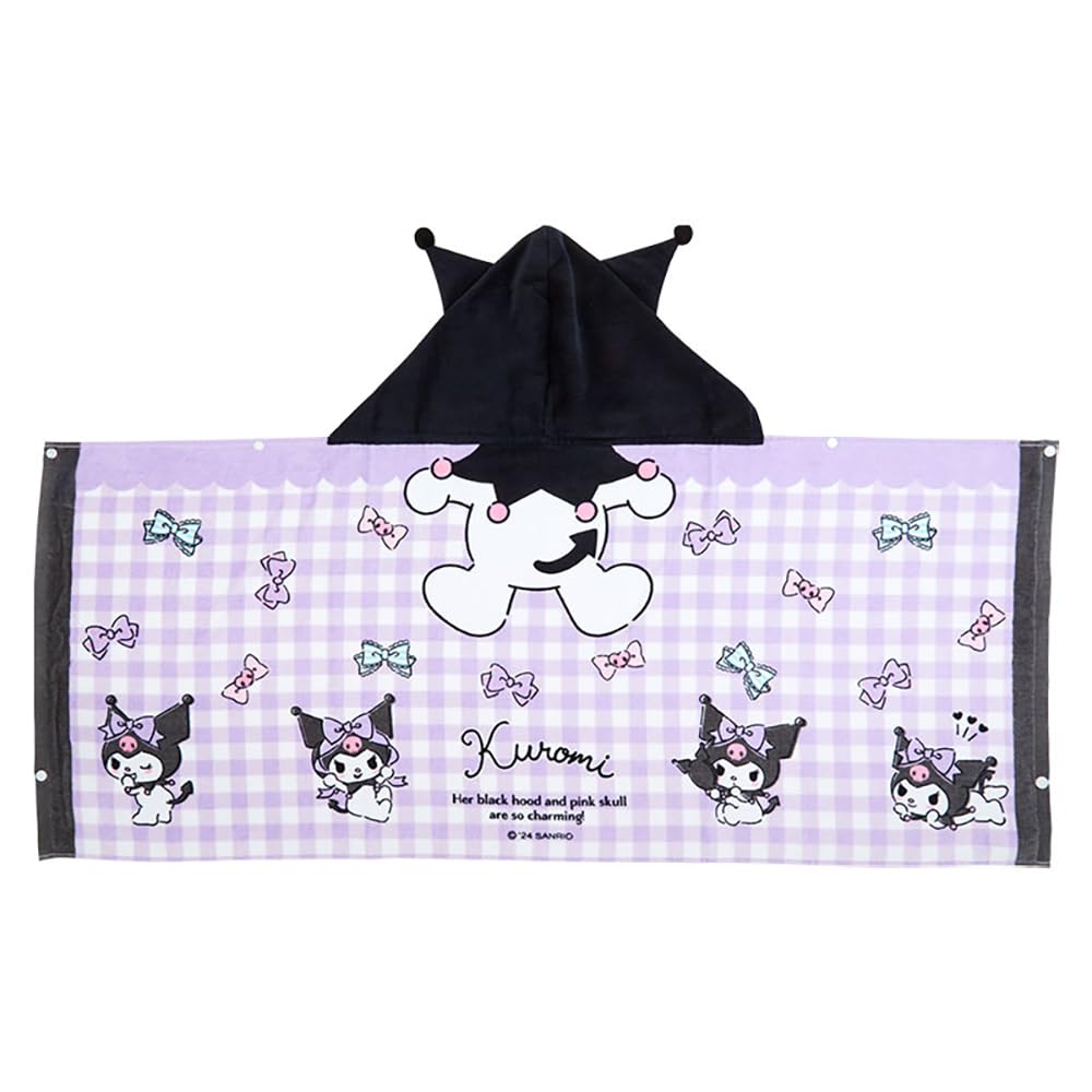 Sanrio Kuromi Hooded Towel 75x120cm - Cute Character Towel for Kids- Japan Figure Store - #1 Bring To You The Best Japanese Goods
