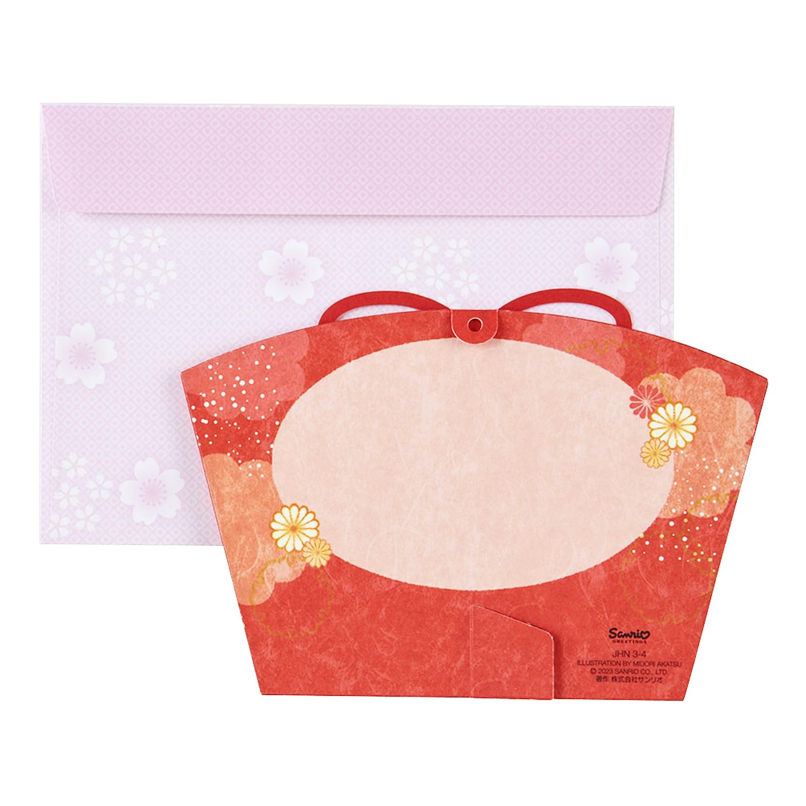 Sanrio Hinamatsuri Fan-Shaped Prince and Princess Greeting Card with Overseas Shipping- Japan Figure Store - #1 Bring To You The Best Japanese Goods