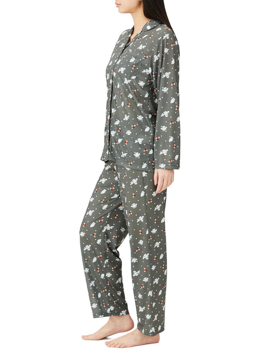 Sanrio Women's Charcoal Gray Long Sleeve Hangyodon Cinnamoroll Pajama Set- Japan Figure Store - #1 Bring To You The Best Japanese Goods