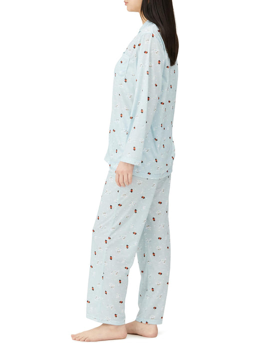 Sanrio Women's Blue Pajama Set Long Sleeve Shirt Hangyodon & Cinnamoroll- Japan Figure Store - #1 Bring To You The Best Japanese Goods