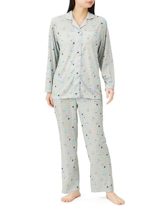 Sanrio Women's Gray Pajama Set Long Sleeve Hangyodon Cinnamoroll Roomwear- Japan Figure Store - #1 Bring To You The Best Japanese Goods