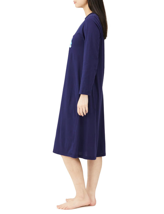 Sanrio Women's Long Sleeve Room Dress L Navy Cinnamoroll Hello Kitty- Japan Figure Store - #1 Bring To You The Best Japanese Goods