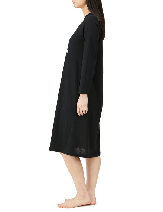Sanrio Women's Long Sleeve Hello Kitty Hangyodon Black Roomwear Dress L- Japan Figure Store - #1 Bring To You The Best Japanese Goods