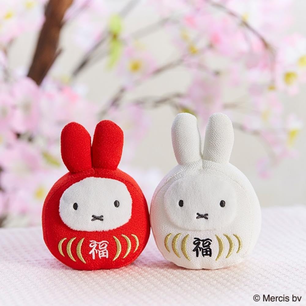 Sekiguchi Dick Bruna Miffy Lucky Daruma Red White Plush Toy Set
