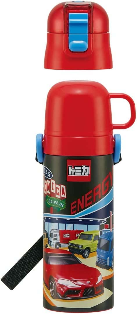 Skater Stainless Steel Kids Water Bottle 2-Way with Cup 430ml Tomica 22 Boys- Japan Figure Store - #1 Bring To You The Best Japanese Goods